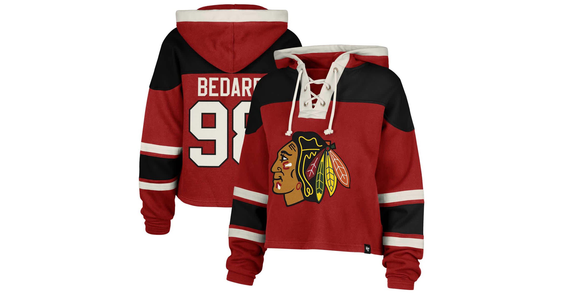 NHL Connor Bedard Chicago Blackhawks Superior Lacer Cropped Pullover Hoodie