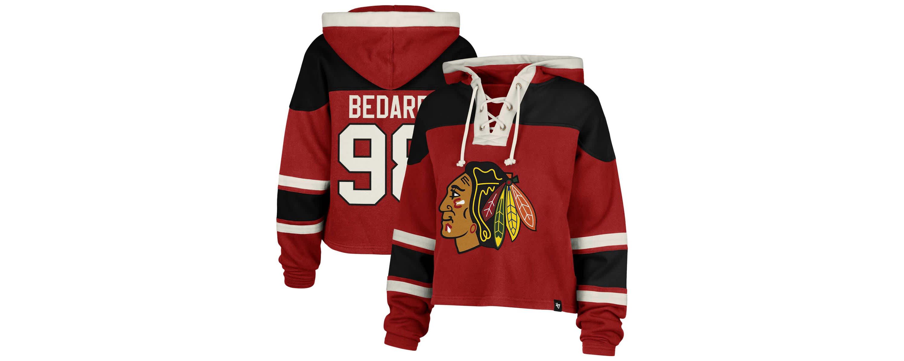 NHL Connor Bedard Chicago Blackhawks Superior Lacer Cropped Pullover Hoodie