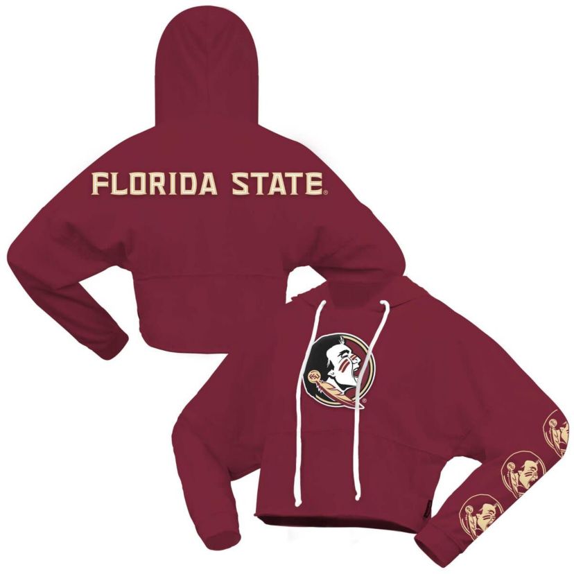 NCAA Florida State Seminoles Oversized Cropped Pullover Hoodie