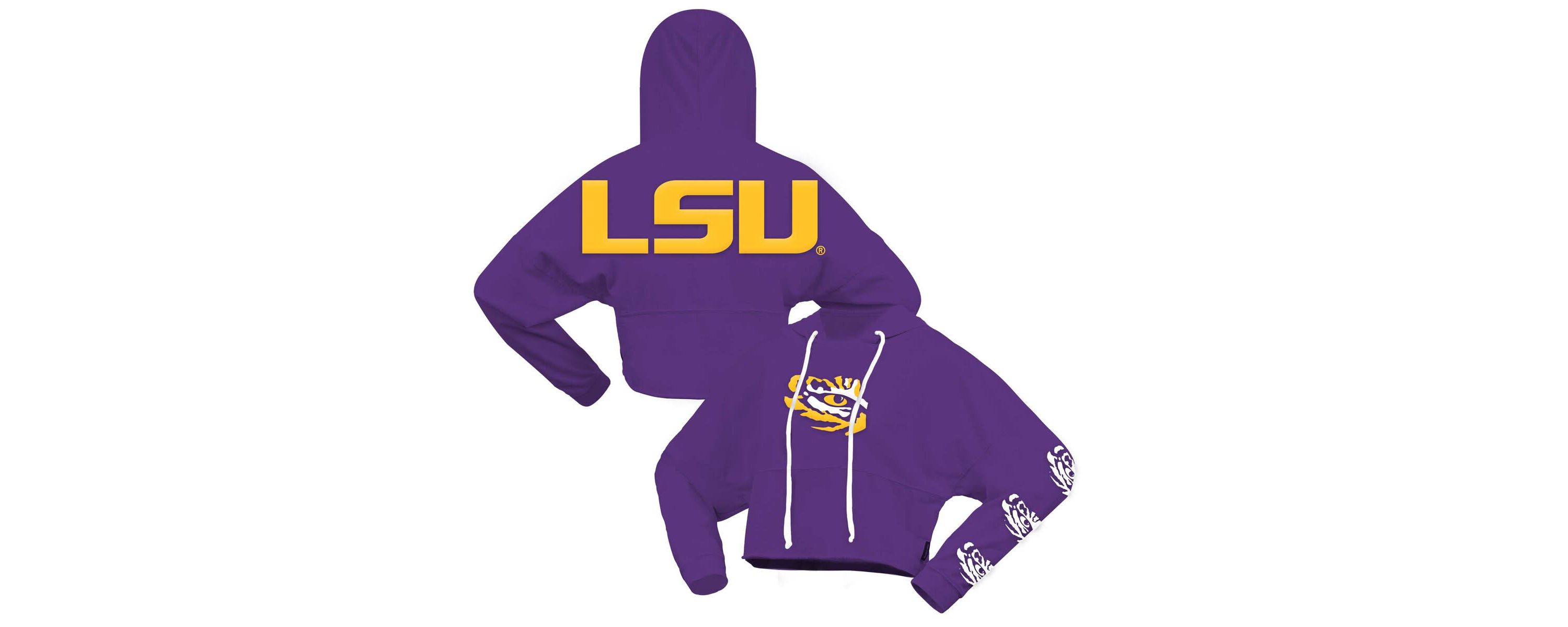 NCAA LSU Tigers Oversized Cropped Pullover Hoodie