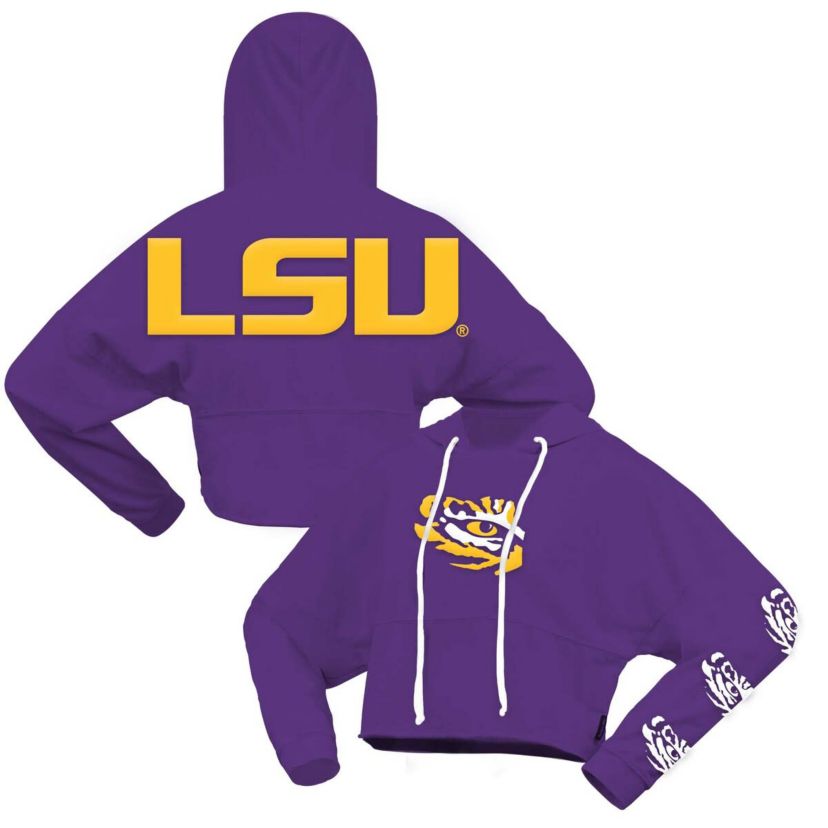NCAA LSU Tigers Oversized Cropped Pullover Hoodie