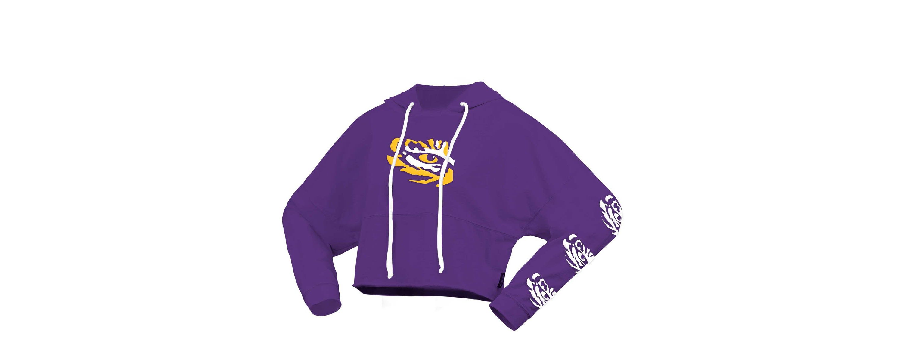 NCAA LSU Tigers Oversized Cropped Pullover Hoodie