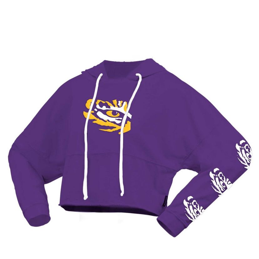 NCAA LSU Tigers Oversized Cropped Pullover Hoodie