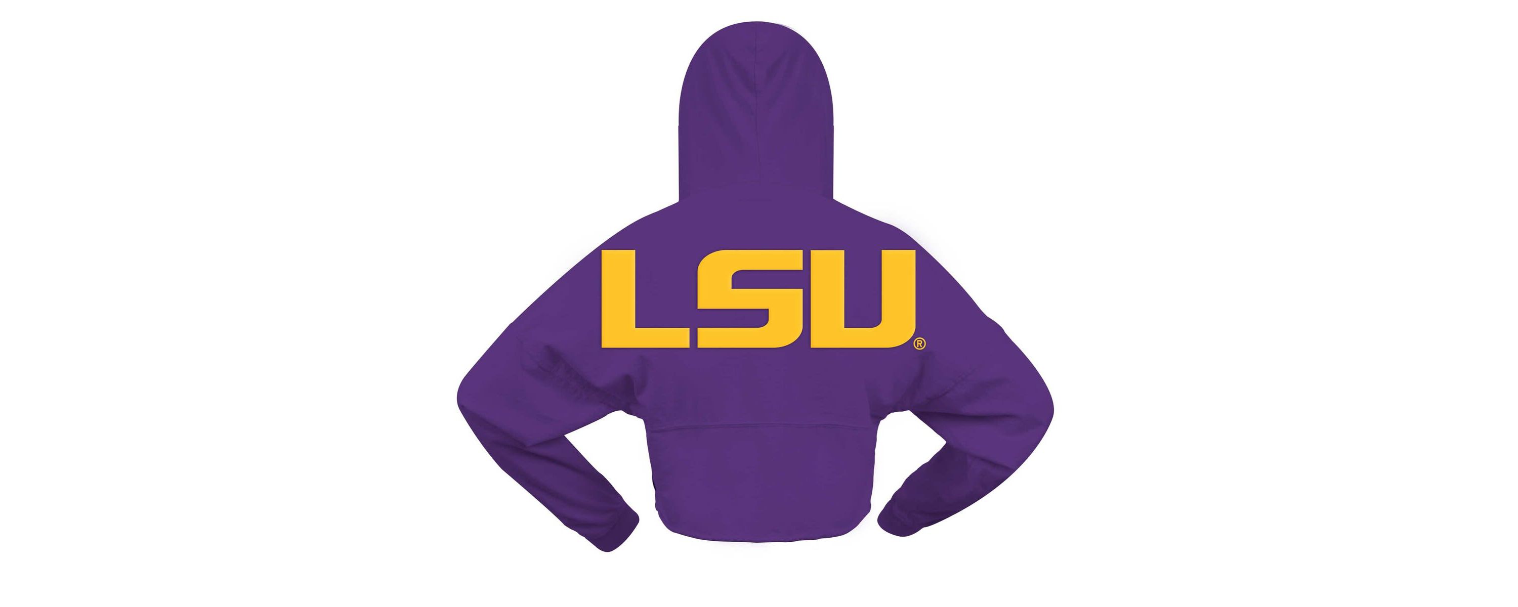 NCAA LSU Tigers Oversized Cropped Pullover Hoodie