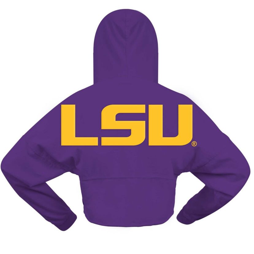 NCAA LSU Tigers Oversized Cropped Pullover Hoodie