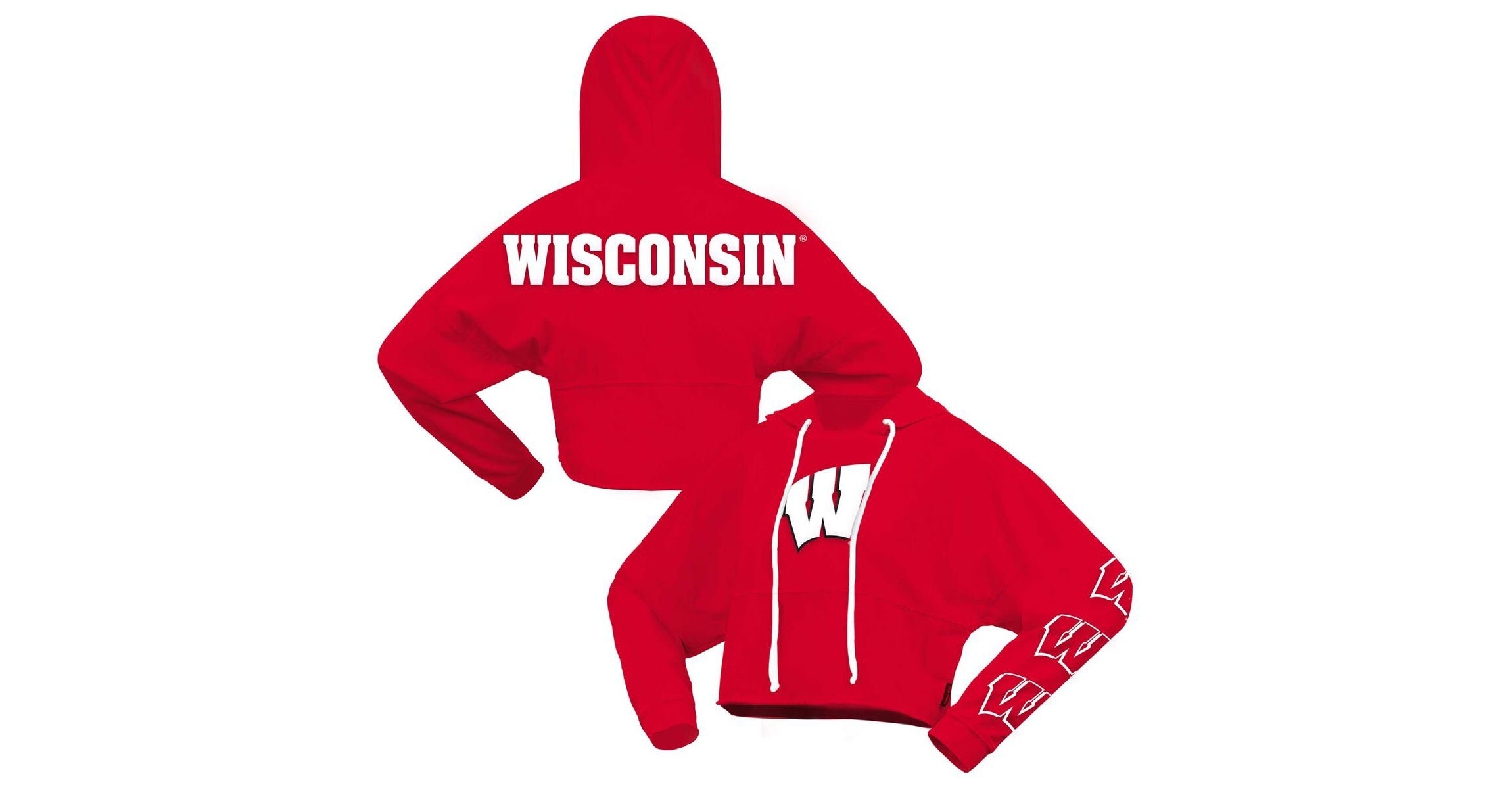 NCAA Wisconsin Badgers Oversized Cropped Pullover Hoodie