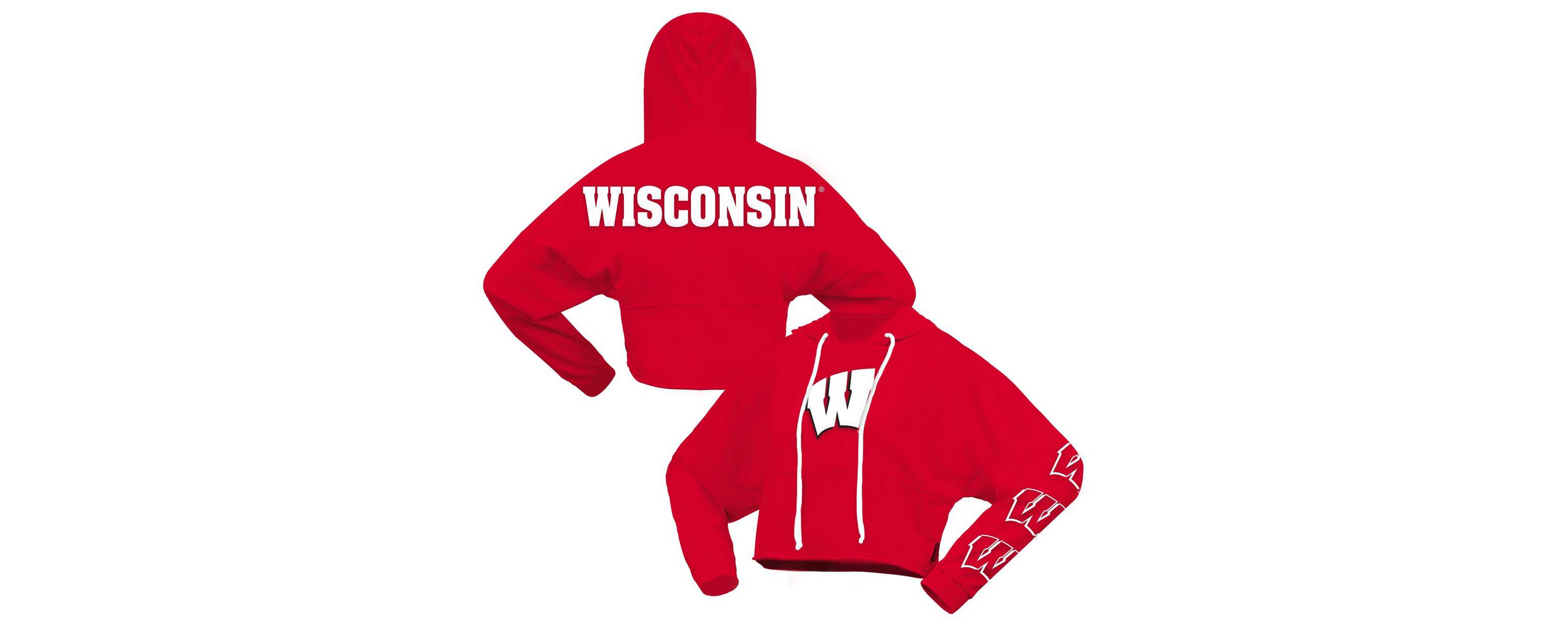 NCAA Wisconsin Badgers Oversized Cropped Pullover Hoodie