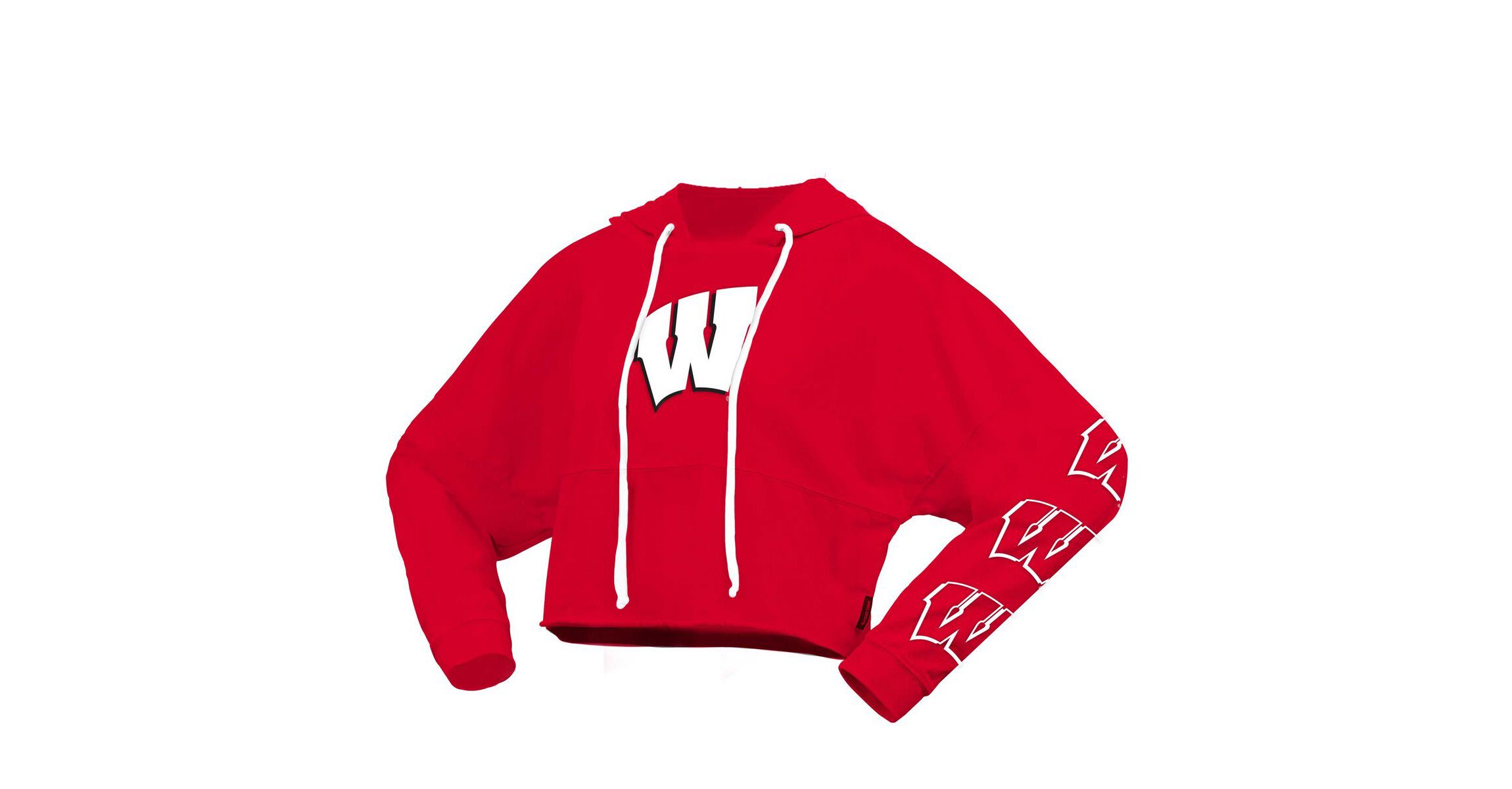 NCAA Wisconsin Badgers Oversized Cropped Pullover Hoodie