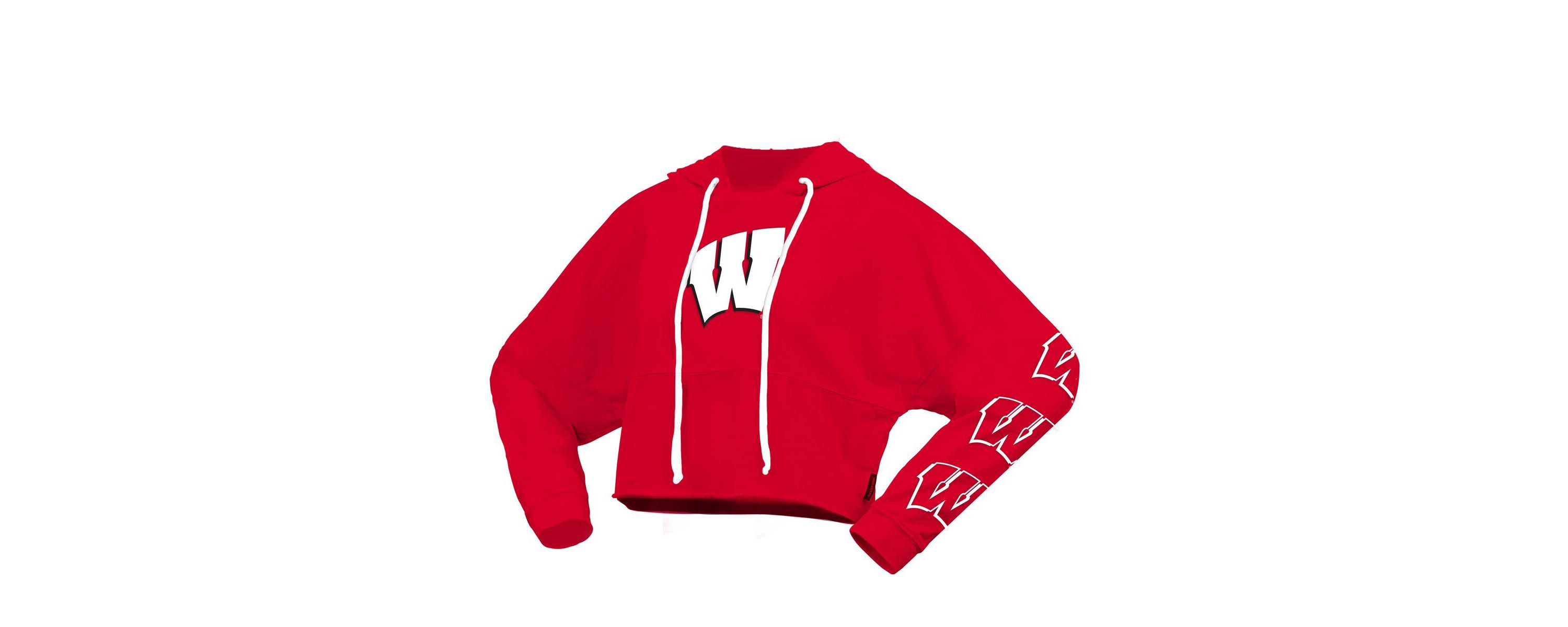 NCAA Wisconsin Badgers Oversized Cropped Pullover Hoodie