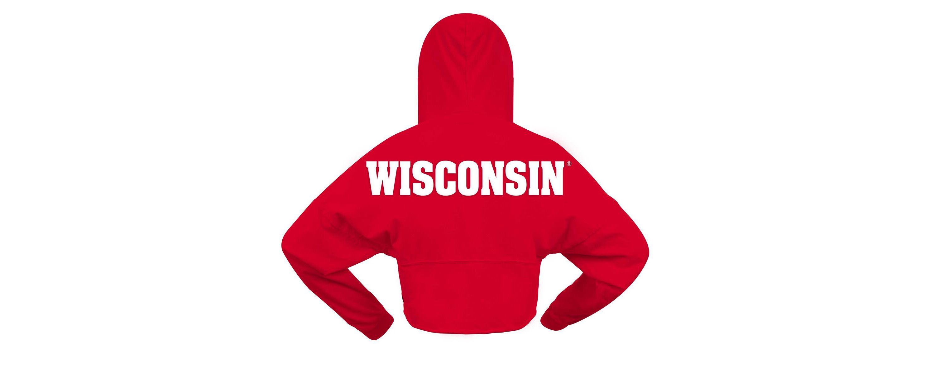 NCAA Wisconsin Badgers Oversized Cropped Pullover Hoodie