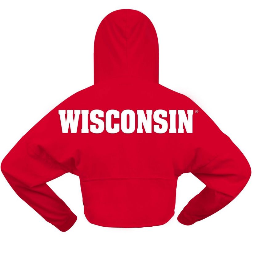 NCAA Wisconsin Badgers Oversized Cropped Pullover Hoodie