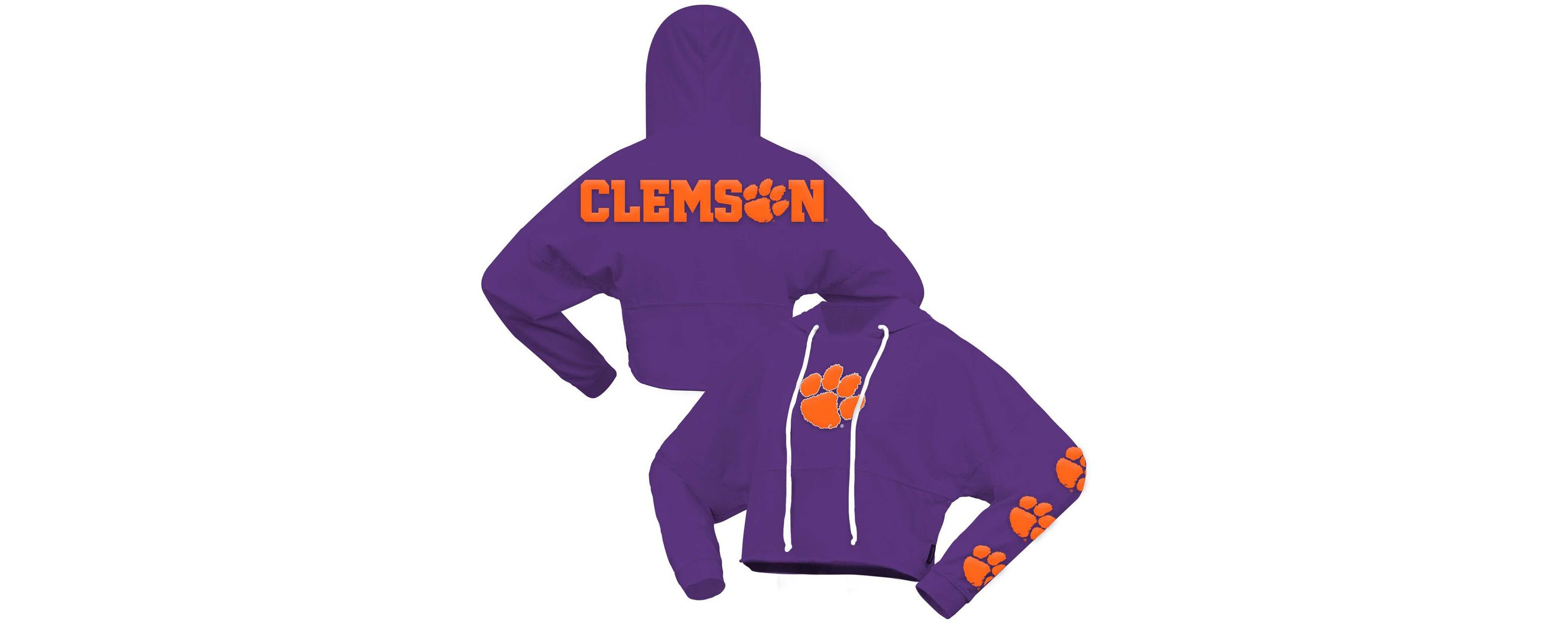 NCAA Clemson Tigers Oversized Cropped Pullover Hoodie