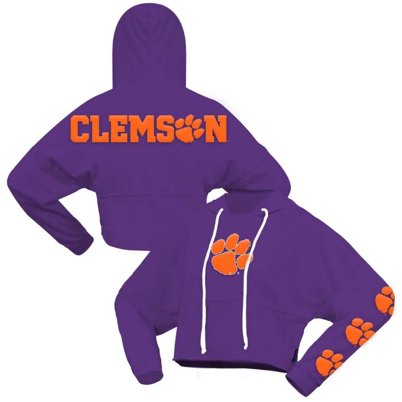 NCAA Clemson Tigers Oversized Cropped Pullover Hoodie