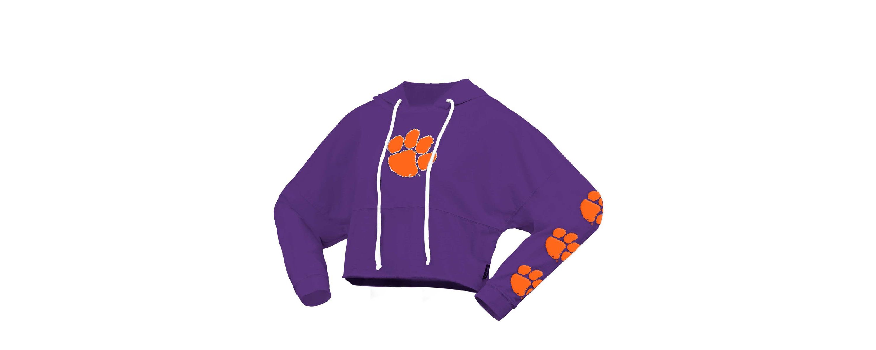 NCAA Clemson Tigers Oversized Cropped Pullover Hoodie