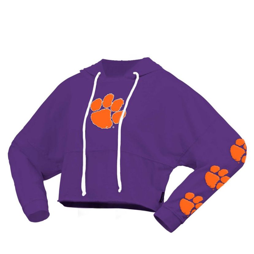 NCAA Clemson Tigers Oversized Cropped Pullover Hoodie