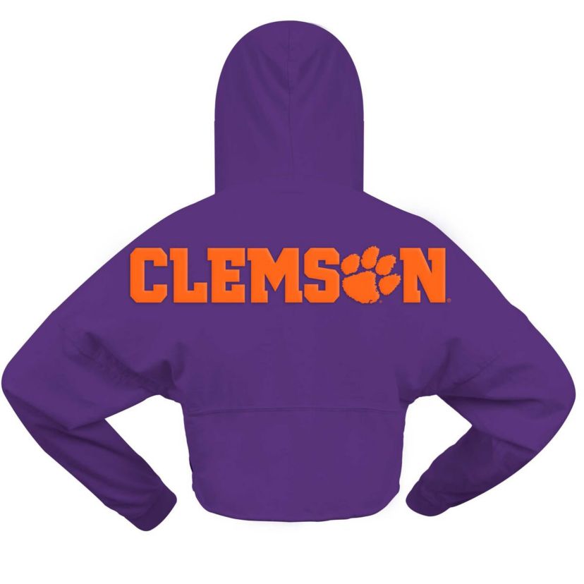 NCAA Clemson Tigers Oversized Cropped Pullover Hoodie