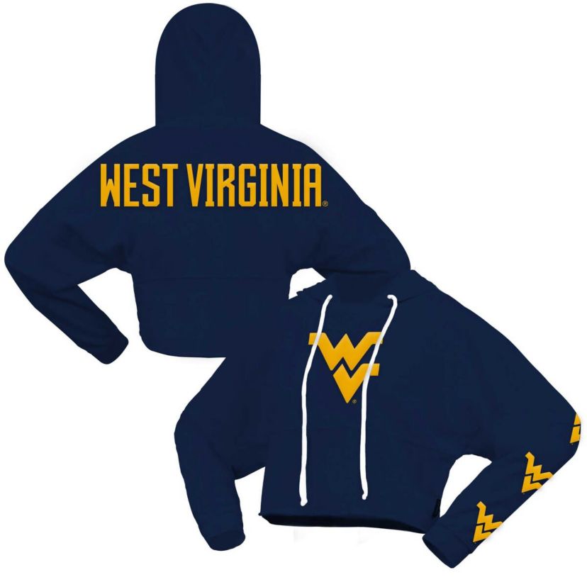 NCAA West Virginia Mountaineers Oversized Cropped Pullover Hoodie