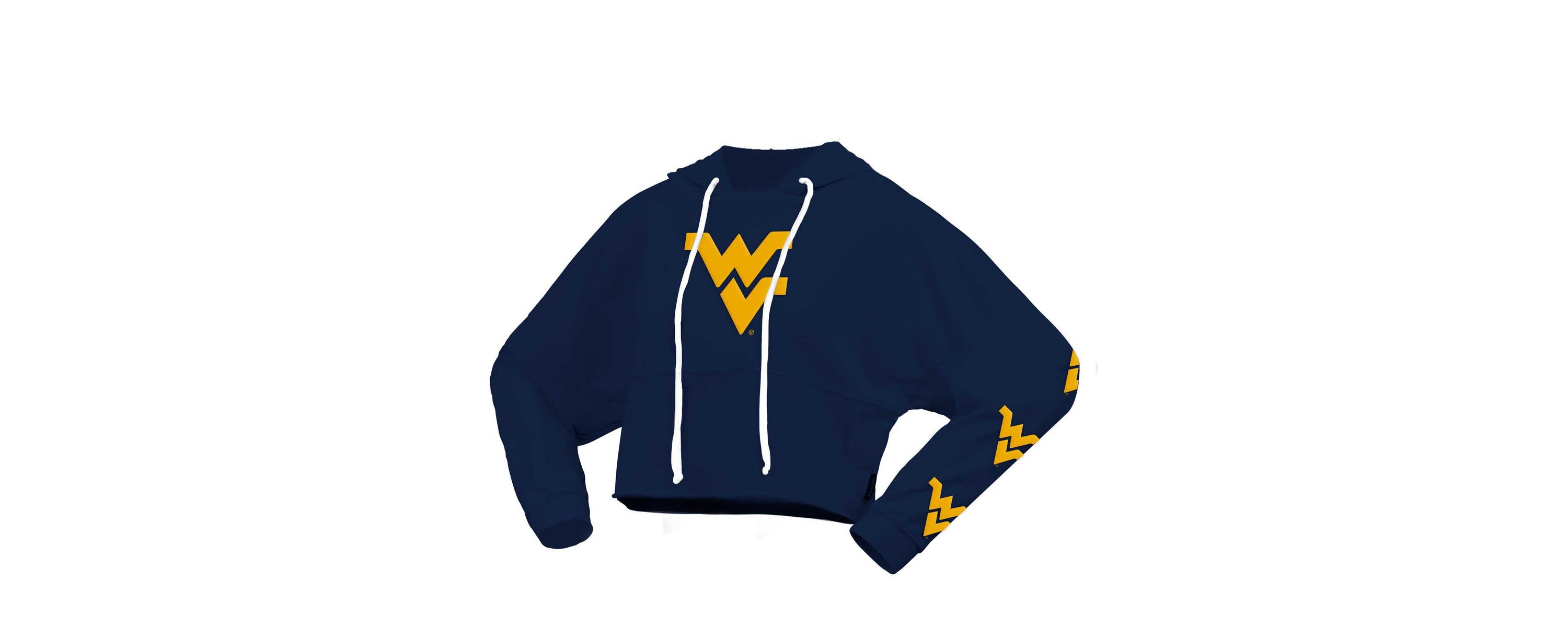 NCAA West Virginia Mountaineers Oversized Cropped Pullover Hoodie