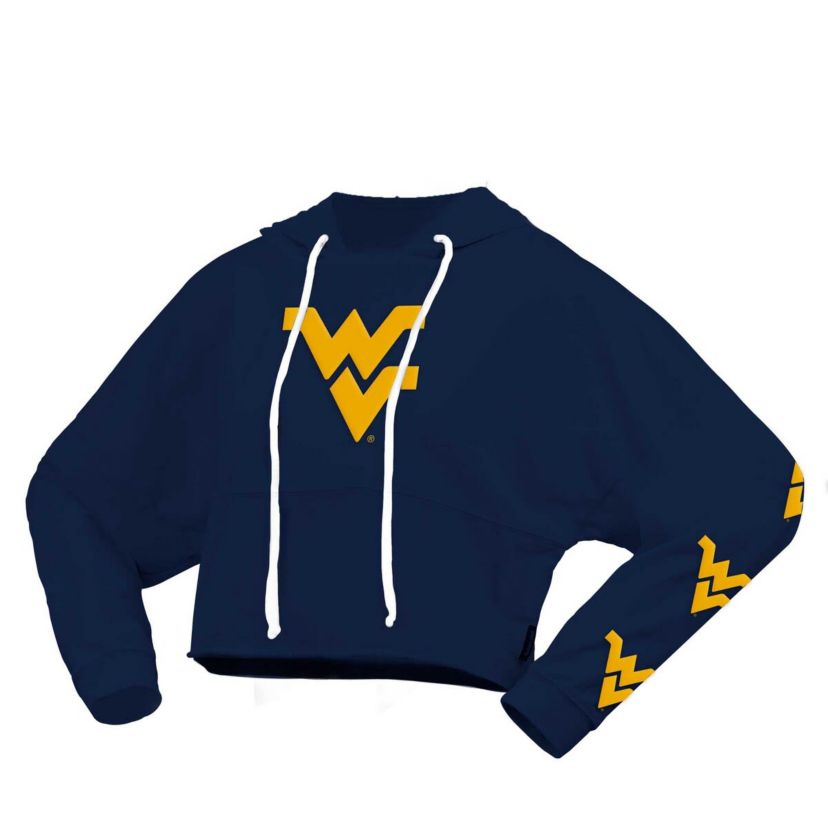 NCAA West Virginia Mountaineers Oversized Cropped Pullover Hoodie