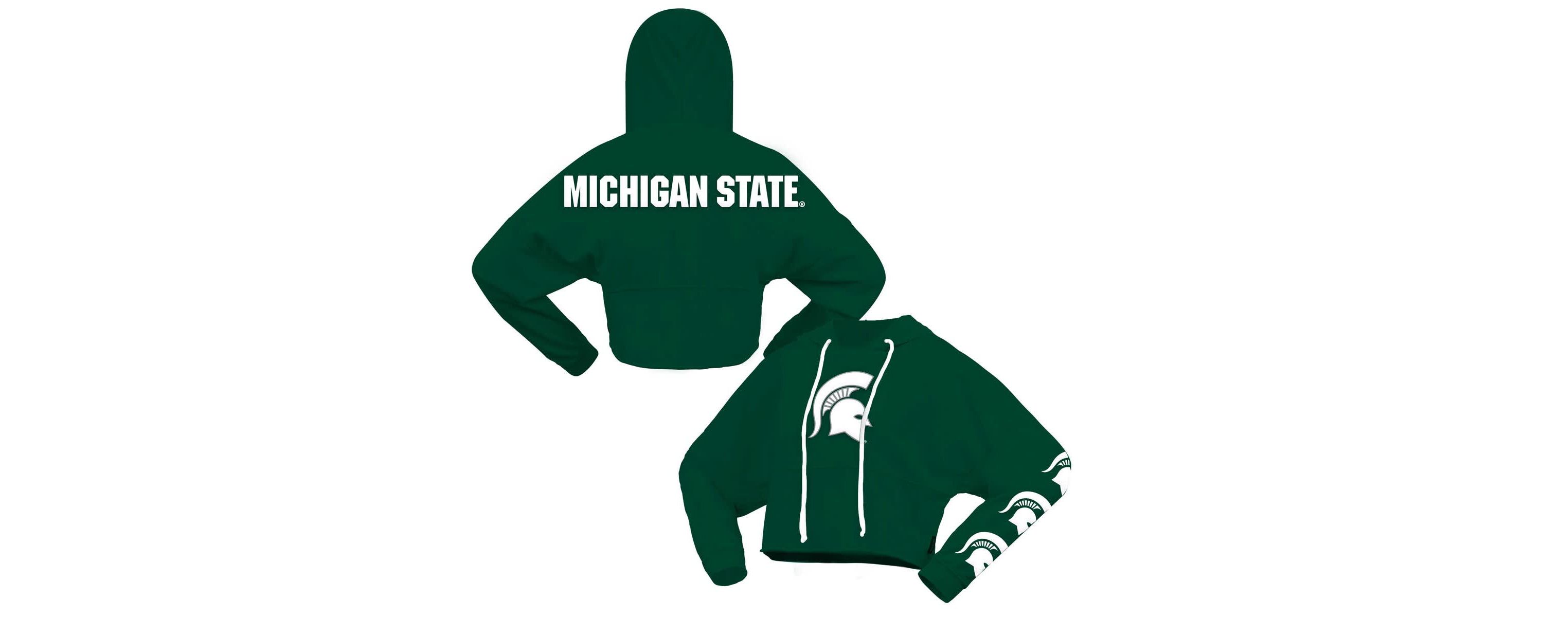 NCAA Michigan State Spartans Oversized Cropped Pullover Hoodie