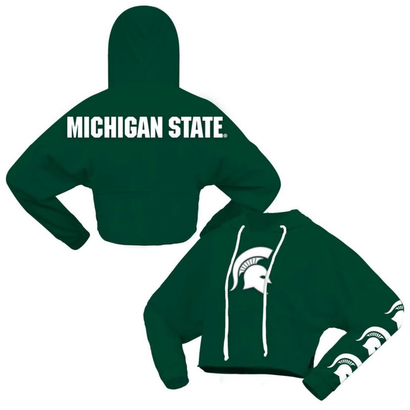 NCAA Michigan State Spartans Oversized Cropped Pullover Hoodie