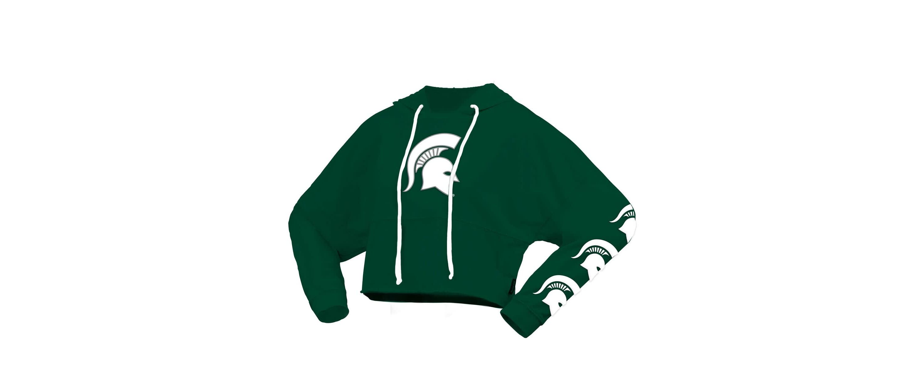 NCAA Michigan State Spartans Oversized Cropped Pullover Hoodie