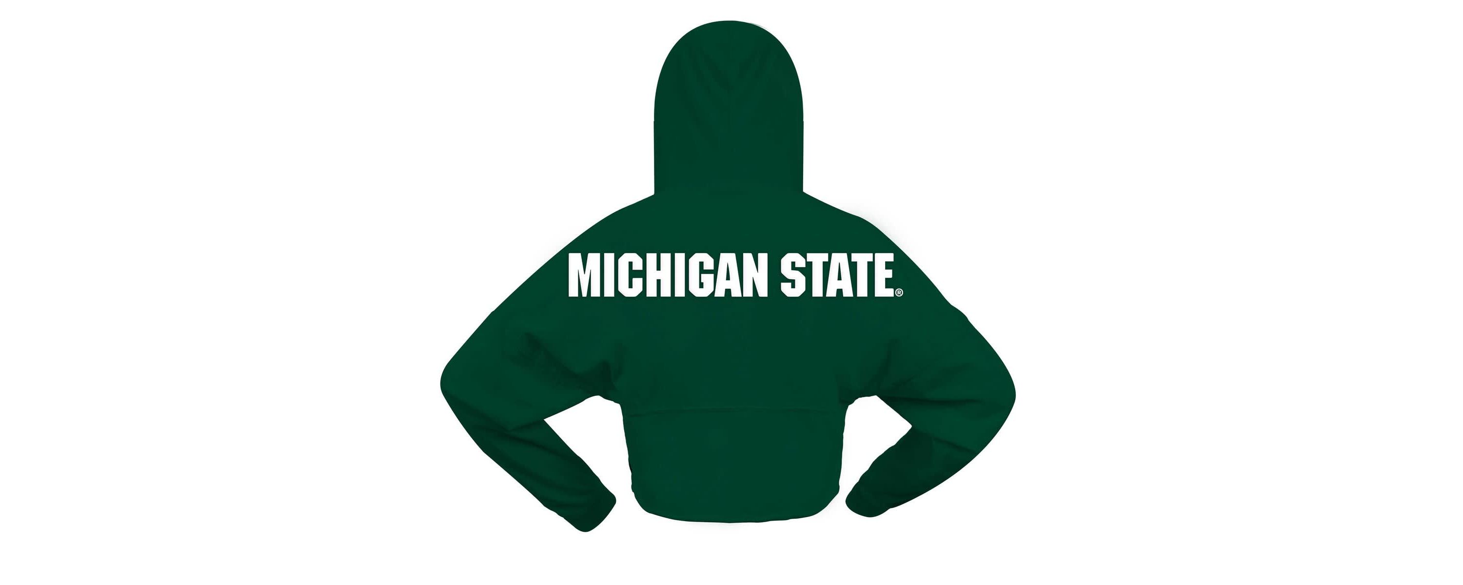 NCAA Michigan State Spartans Oversized Cropped Pullover Hoodie