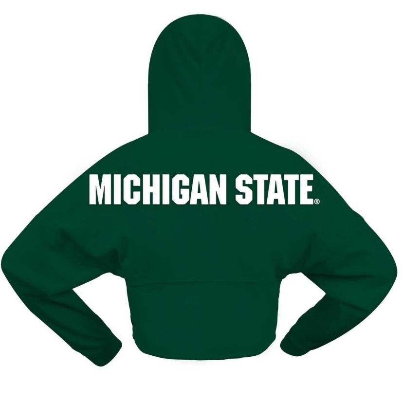NCAA Michigan State Spartans Oversized Cropped Pullover Hoodie