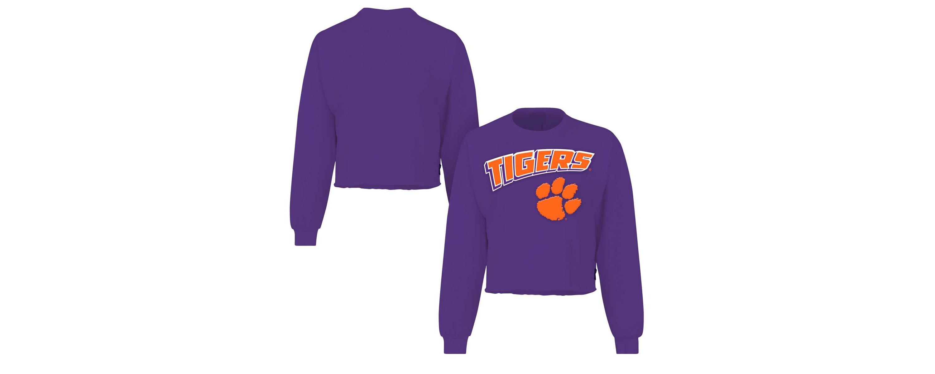 NCAA Clemson Tigers Slouchy Cropped Long Sleeve T-Shirt