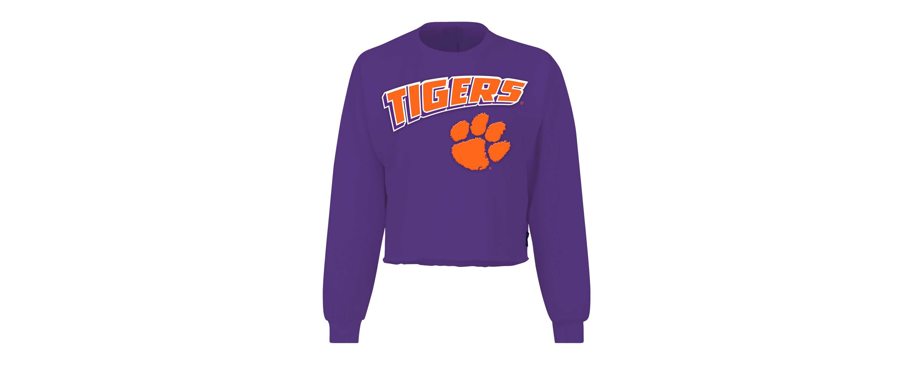 NCAA Clemson Tigers Slouchy Cropped Long Sleeve T-Shirt