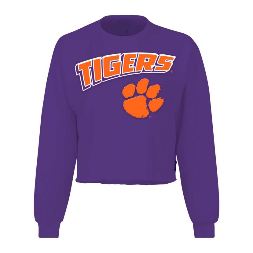 NCAA Clemson Tigers Slouchy Cropped Long Sleeve T-Shirt