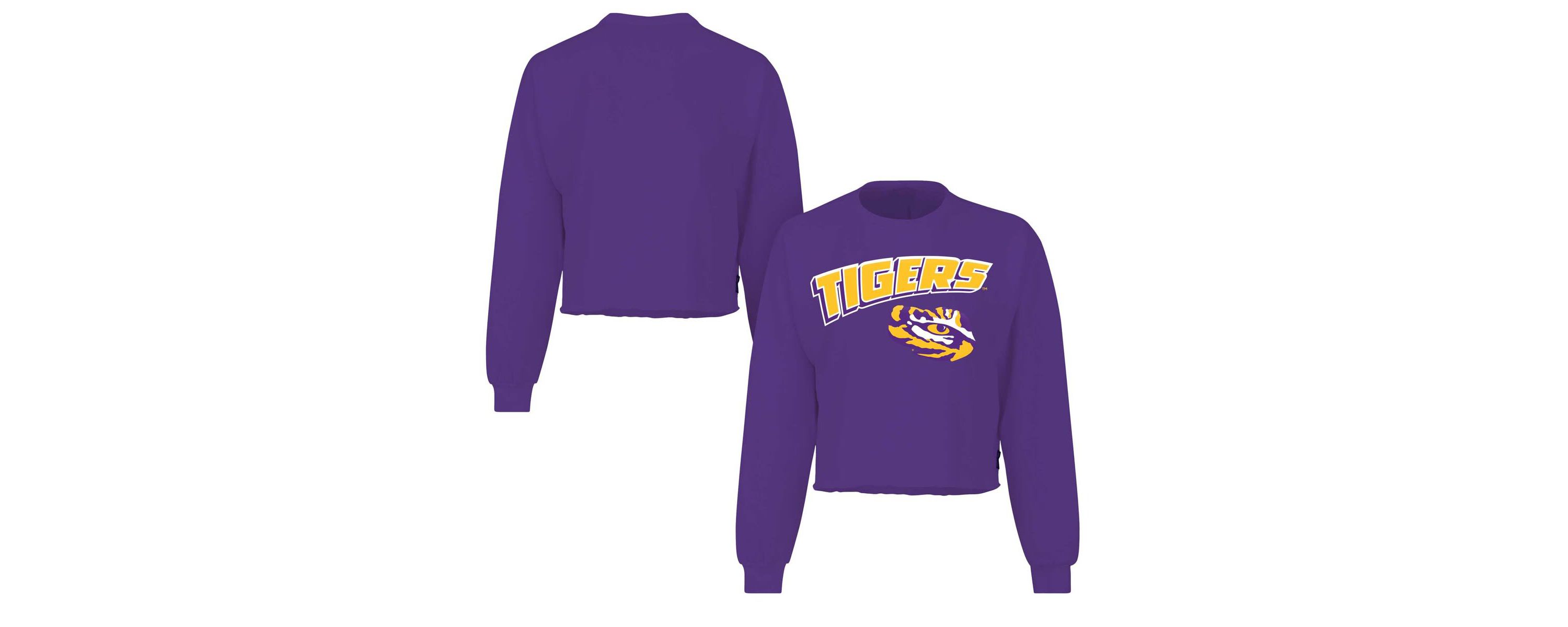NCAA LSU Tigers Slouchy Cropped Long Sleeve T-Shirt