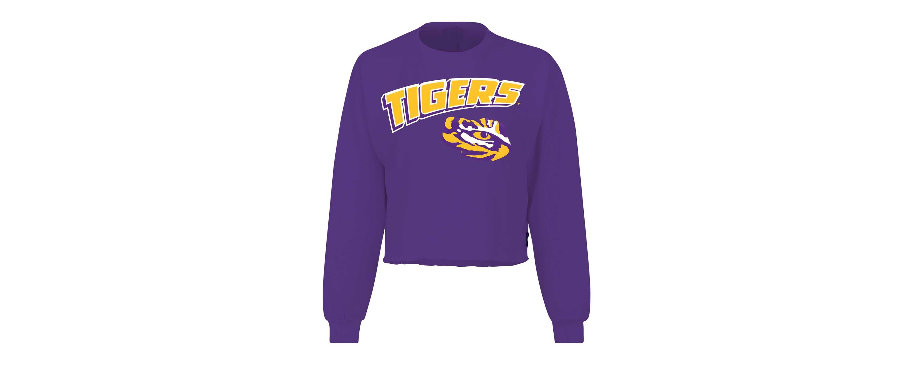 NCAA LSU Tigers Slouchy Cropped Long Sleeve T-Shirt