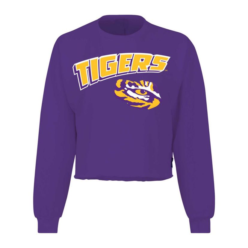 NCAA LSU Tigers Slouchy Cropped Long Sleeve T-Shirt
