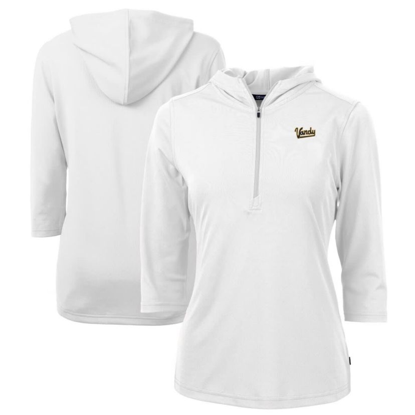 NCAA Vanderbilt Commodores Vault DryTec Virtue Eco Pique Recycled 3/4-Sleeve Half-Zip Pullover Hoodie