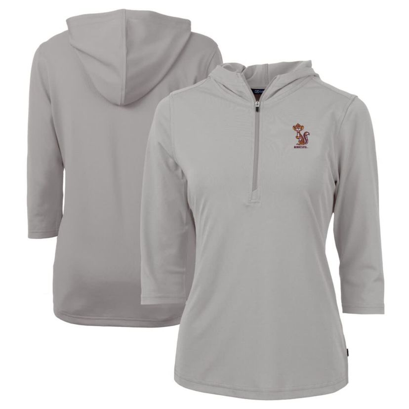 NCAA Minnesota Golden Gophers Vault DryTec Virtue Eco Pique Recycled 3/4-Sleeve Half-Zip Pullover Hoodie