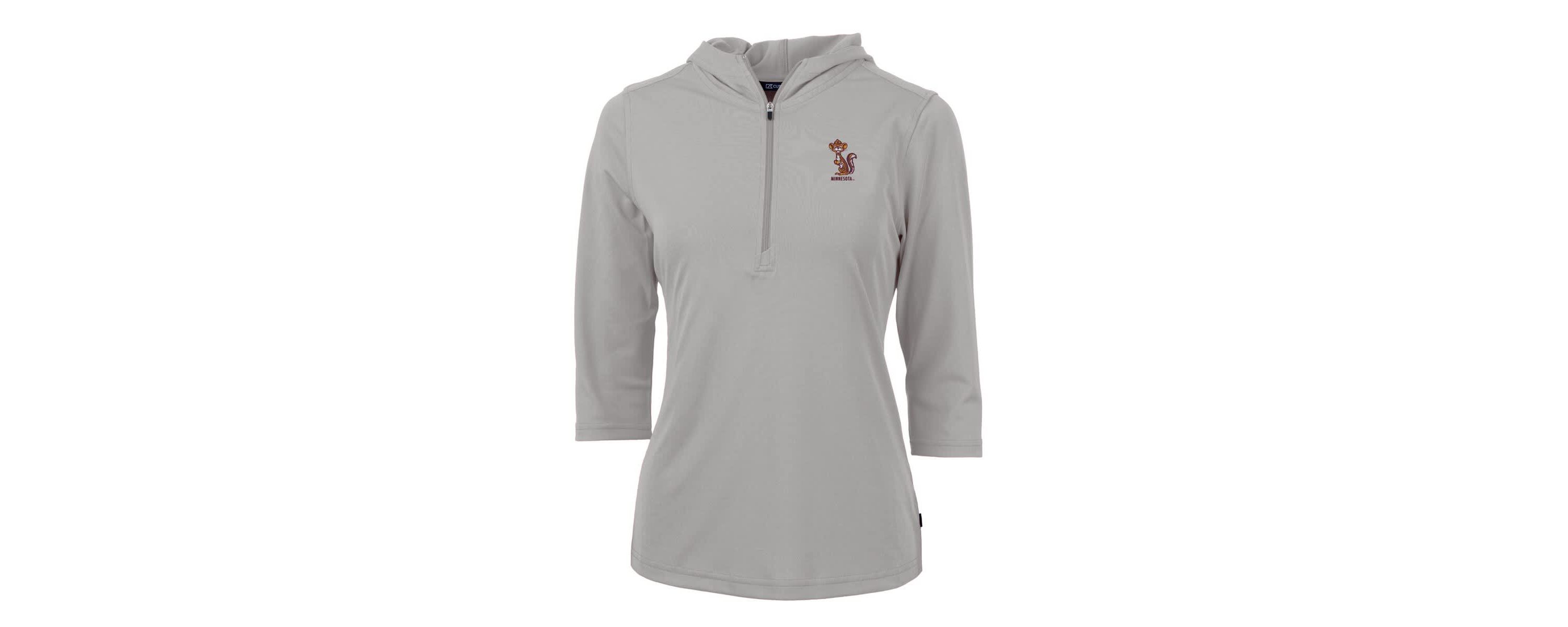NCAA Minnesota Golden Gophers Vault DryTec Virtue Eco Pique Recycled 3/4-Sleeve Half-Zip Pullover Hoodie