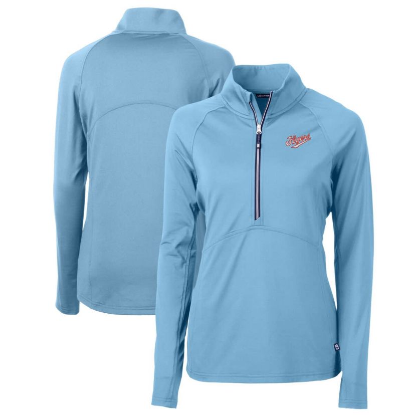 NCAA Powder Dayton Flyers Vault DryTec Adapt Eco Knit Stretch Recycled Raglan Half-Zip Top