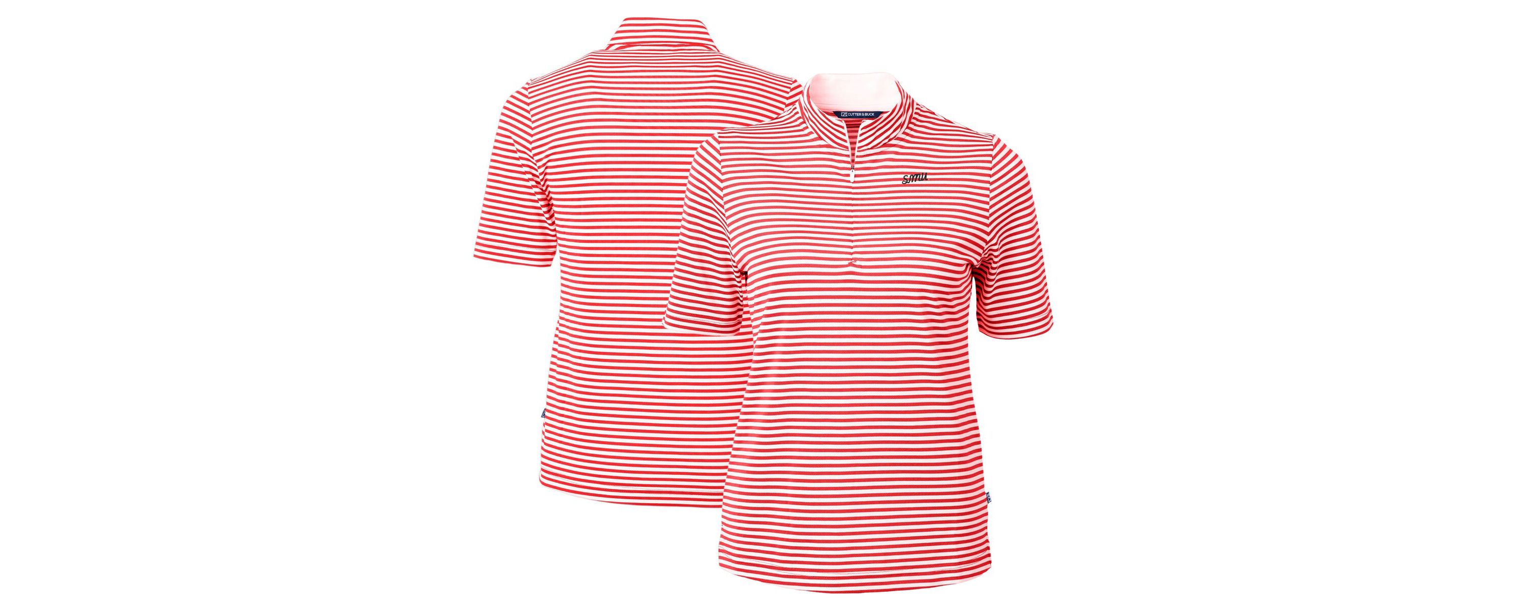 NCAA SMU Mustangs Vault DryTec Virtue Eco Pique Stripe Recycled Top