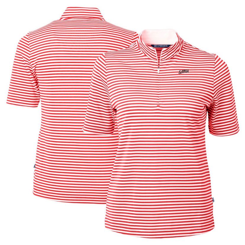 NCAA SMU Mustangs Vault DryTec Virtue Eco Pique Stripe Recycled Top