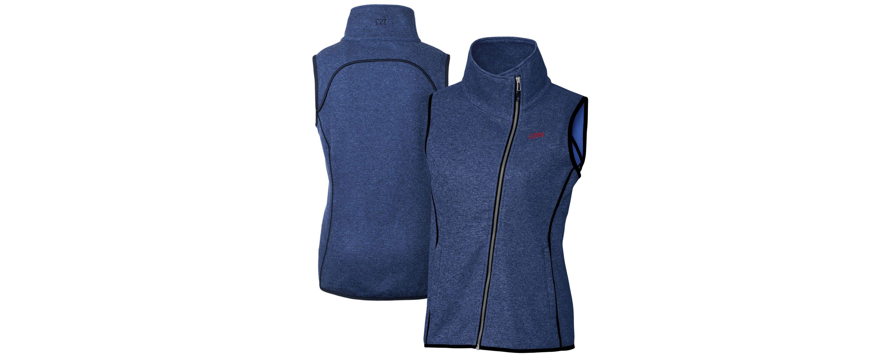NCAA SMU Mustangs Vault Mainsail Sweater-Knit Full-Zip Asymmetrical Vest