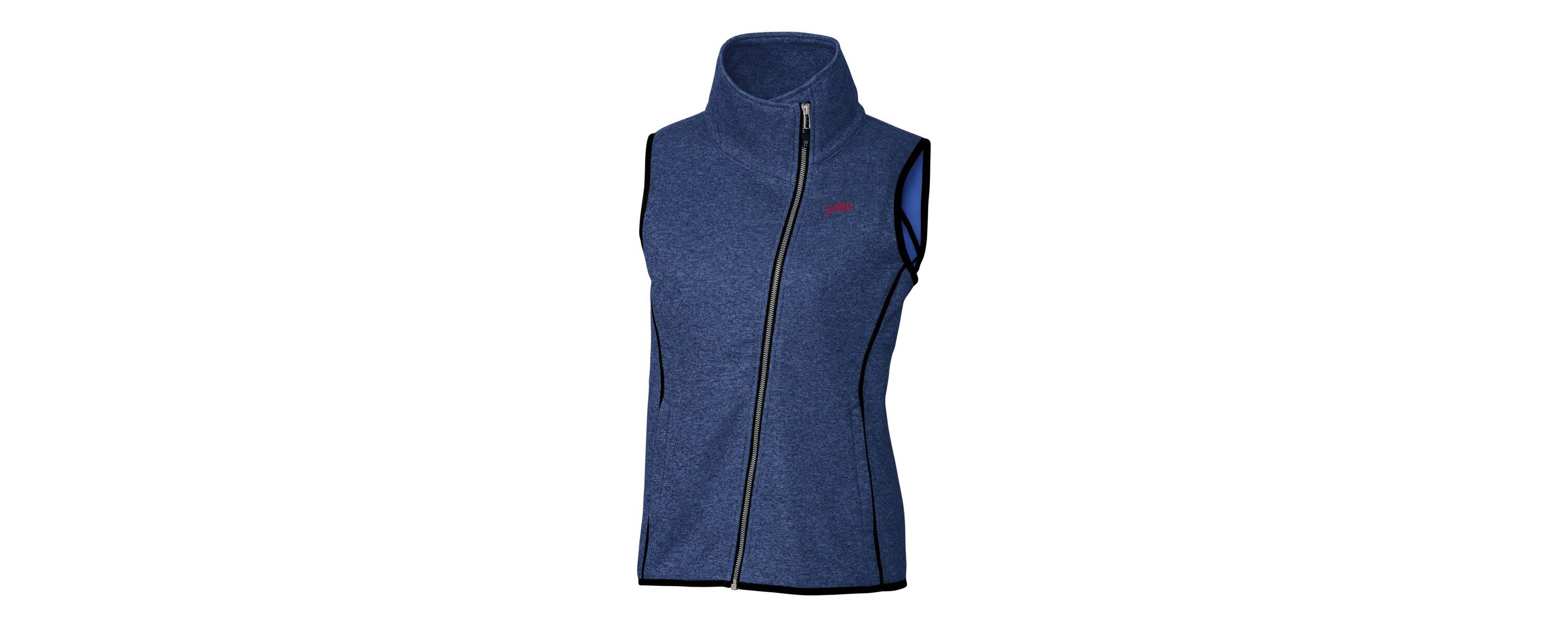 NCAA SMU Mustangs Vault Mainsail Sweater-Knit Full-Zip Asymmetrical Vest
