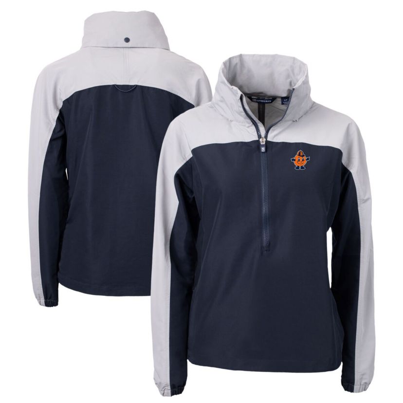 Syracuse Orange NCAA Navy/Gray Syracuse Vault Charter Eco Recycled Half-Zip Anorak Jacket