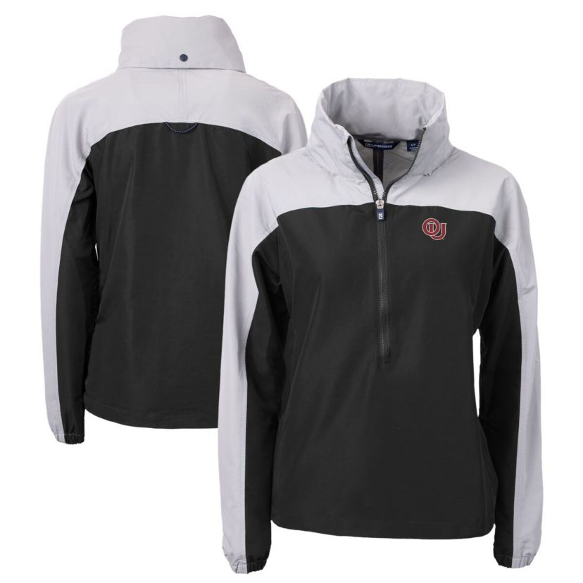 NCAA Black/Gray Oklahoma Sooners Vault Charter Eco Recycled Half-Zip Anorak Jacket