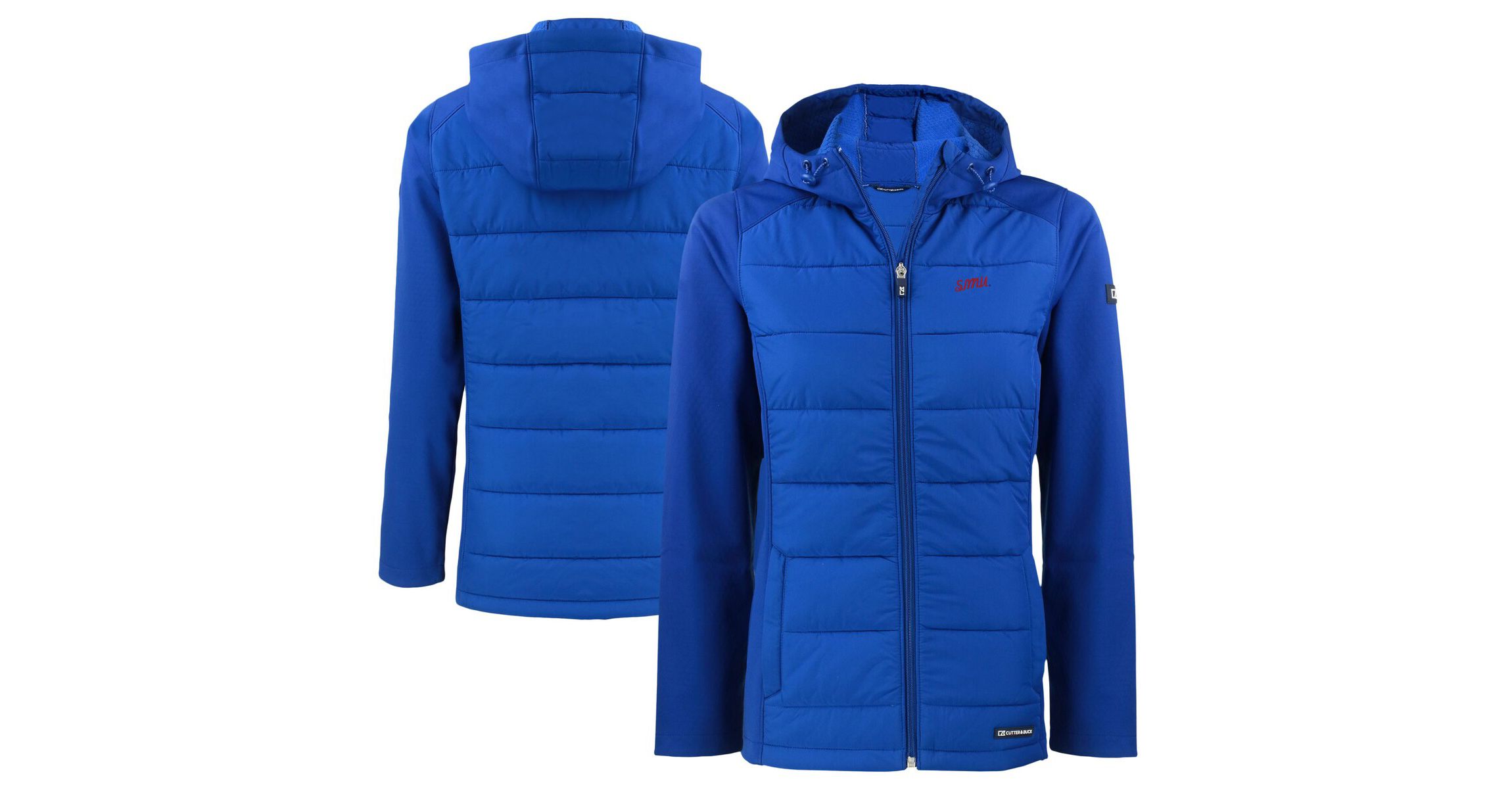 NCAA SMU Mustangs Vault Evoke Hybrid Eco Softshell Recycled Full-Zip Hooded Jacket