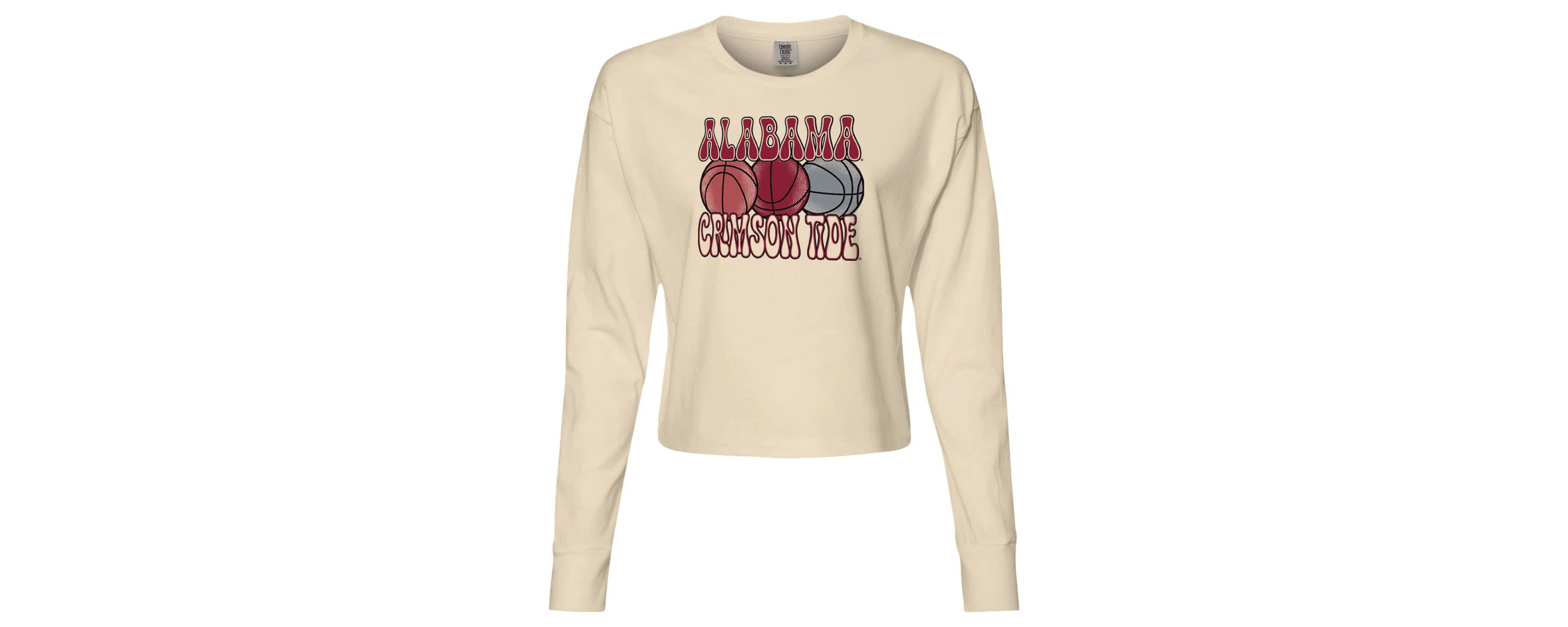 Alabama Crimson Tide NCAA Alabama Tide Basketball Cropped Long Sleeve T-Shirt