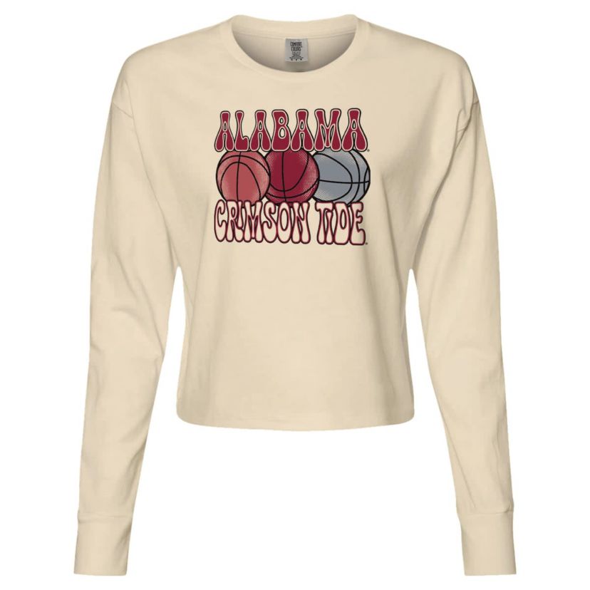 Alabama Crimson Tide NCAA Alabama Tide Basketball Cropped Long Sleeve T-Shirt