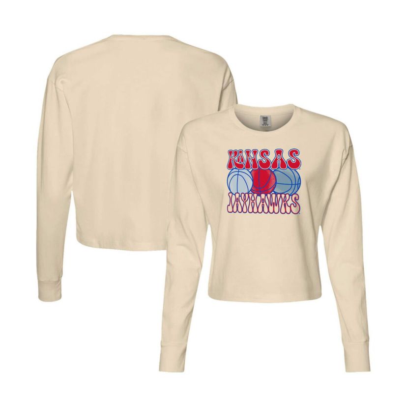NCAA Kansas Jayhawks Basketball Cropped Long Sleeve T-Shirt