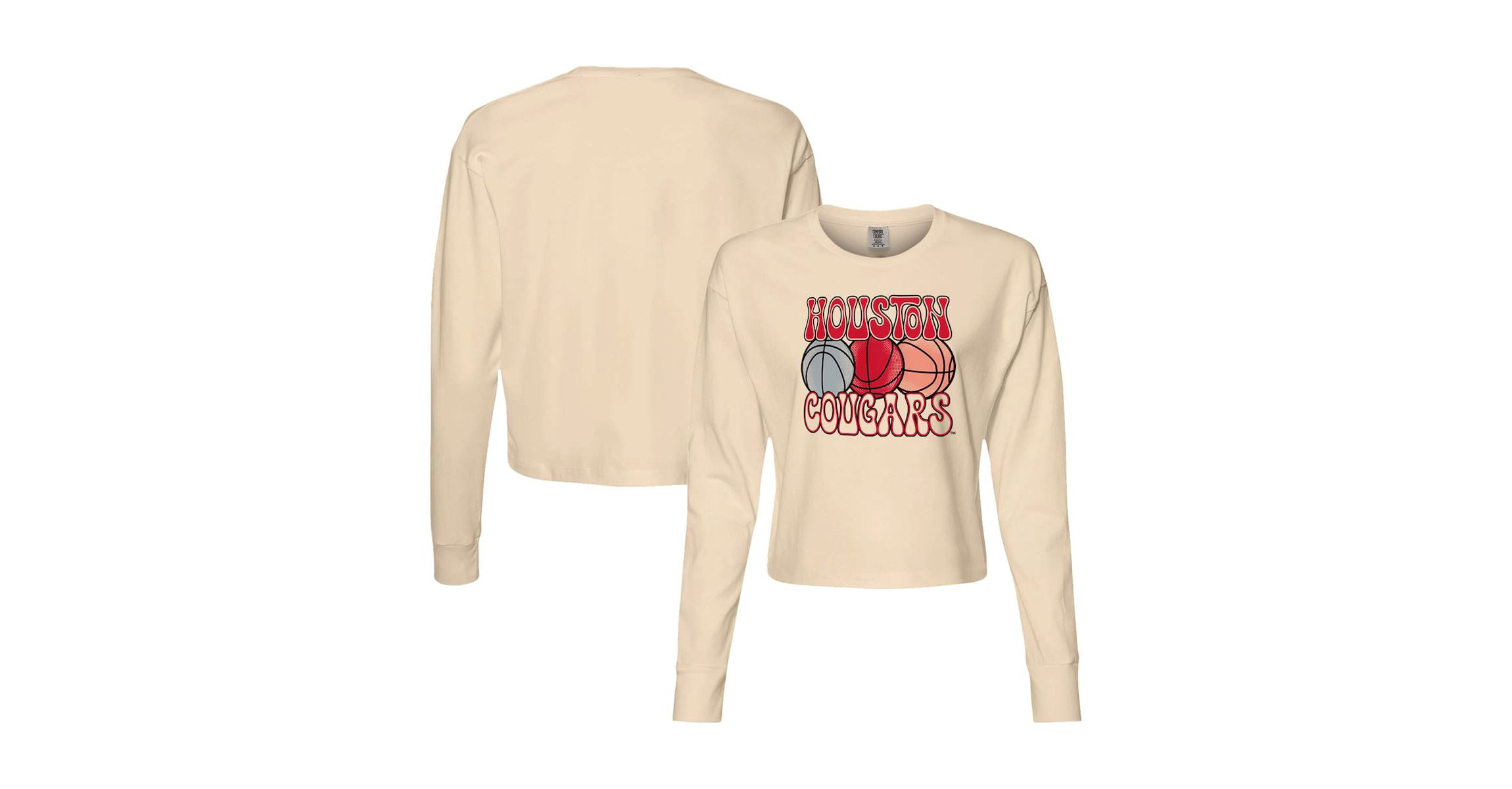 NCAA Houston Cougars Basketball Cropped Long Sleeve T-Shirt