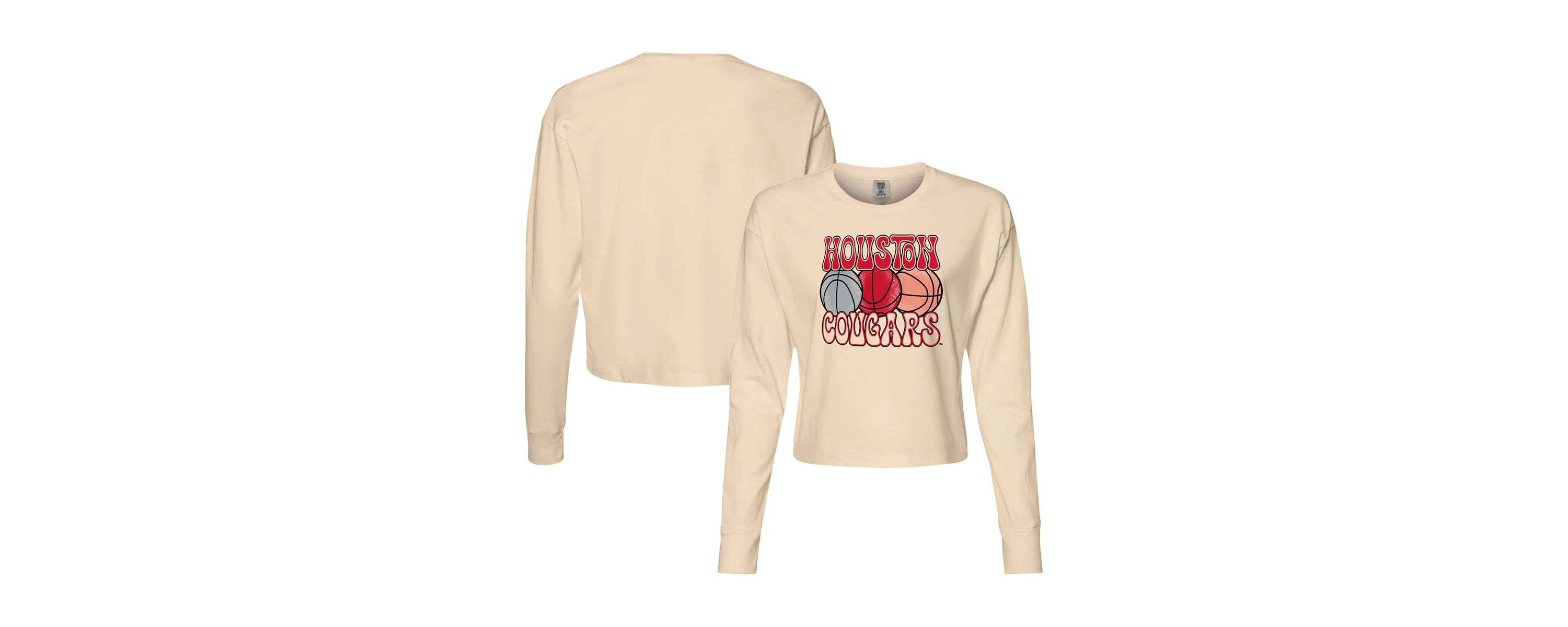 NCAA Houston Cougars Basketball Cropped Long Sleeve T-Shirt